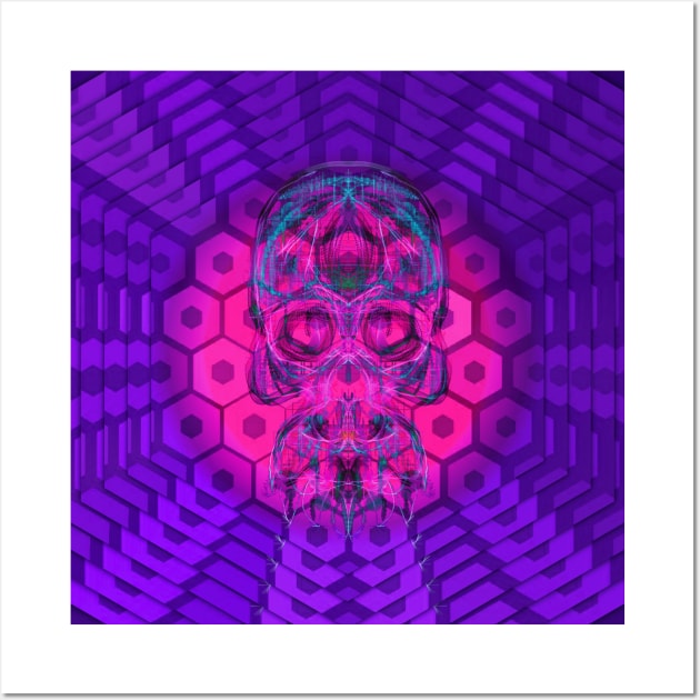 Electroluminated Skull Flower - Cornflower Magenta Wall Art by Boogie 72